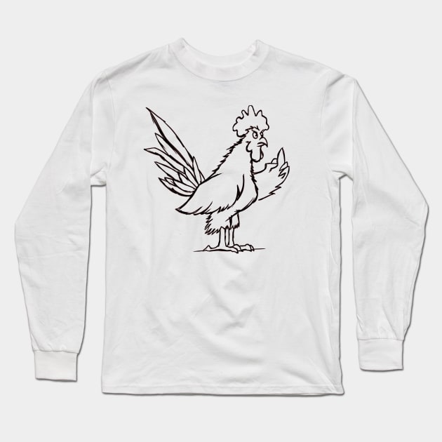 Funny Rooster With Attitude Joke Long Sleeve T-Shirt by ckandrus